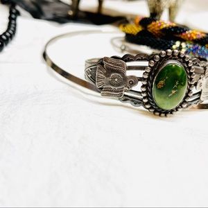 Green Turquoise Navajo Phoenix Cuff Bracelet